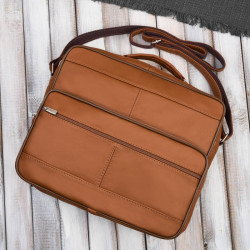 Torba męska na ramię skórzana koniakowa Abruzzo ABR-02-CG