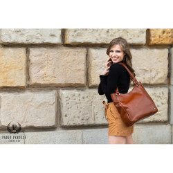 Duża skórzana torba damska na ramię Paolo Peruzzi Z-09-CG