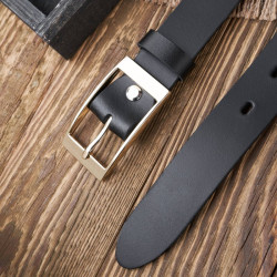 Pasek damski skórzany czarny 120 cm ze złotą klamrą Paolo Peruzzi PG-02-BLZ-120