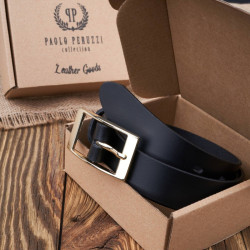 Pasek damski skórzany czarny 120 cm ze złotą klamrą Paolo Peruzzi PG-02-BLZ-120