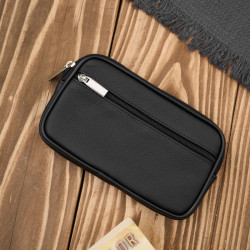 Męska skórzana saszetka na pasek do ręki czarna ABR-53