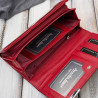 Portfel damski skórzany lakierowany czerwony z roślinnym wzorem SP-16-RD