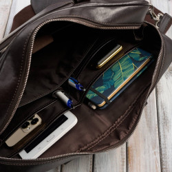 Męska torba skórzana na dokumenty brązowa Paolo Peruzzi T-145-BR