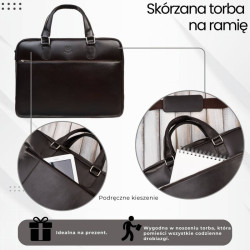 Męska torba skórzana na dokumenty brązowa Paolo Peruzzi T-145-BR