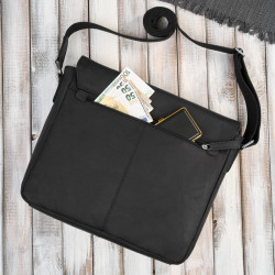 Męska czarna torba na ramie ze skóry naturalnej vintage Paolo Peruzzi T-147-HBL