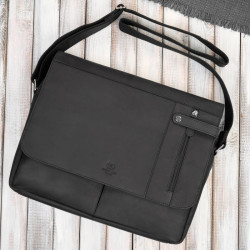 Męska czarna skórzana torba na ramie na laptopa vintage Paolo Peruzzi T-148-HBL