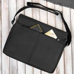 Męska czarna skórzana torba na ramie na laptopa vintage Paolo Peruzzi T-148-HBL