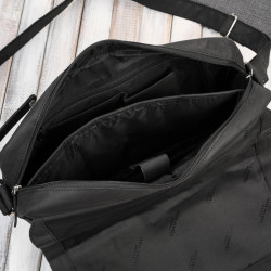 Męska czarna skórzana torba na ramie na laptopa vintage Paolo Peruzzi T-148-HBL