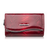 Portfel damski skórzany lakierowany z roślinnym wzorem czerwony SP-24-RD