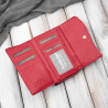 Portfel damski skórzany lakierowany z roślinnym wzorem czerwony SP-24-RD