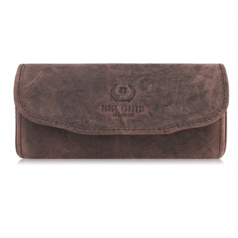 Etui na okulary piórnik pokrowiec skórzany vintage Paolo Peruzzi T-83-HBR