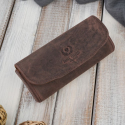 Etui na okulary piórnik pokrowiec skórzany vintage Paolo Peruzzi T-83-HBR