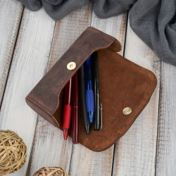 Etui na okulary piórnik pokrowiec skórzany vintage Paolo Peruzzi T-83-HBR