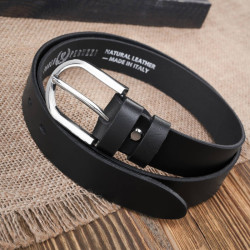 Pasek damski skórzany czarny 110 cm ze srebrną klamrą Paolo Peruzzi PG-01-BLS-110