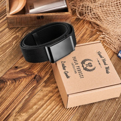 Modny czarny pasek parciany PW-25-135