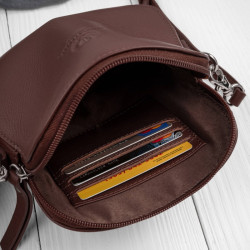 Mała torebka damska skórzana kopertówka na ramię crossbody do ręki brązowa Paolo Peruzzi AY-24-BR
