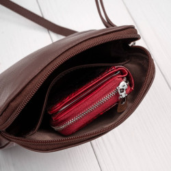 Mała torebka damska skórzana kopertówka na ramię crossbody do ręki brązowa Paolo Peruzzi AY-24-BR