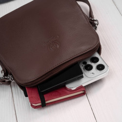 Mała torebka damska skórzana kopertówka na ramię crossbody do ręki brązowa Paolo Peruzzi AY-24-BR