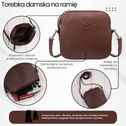 Mała torebka damska skórzana kopertówka na ramię crossbody do ręki brązowa Paolo Peruzzi AY-24-BR