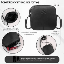 Mała torebka damska skórzana kopertówka na ramię crossbody do ręki czarna Paolo Peruzzi AY-24-BL