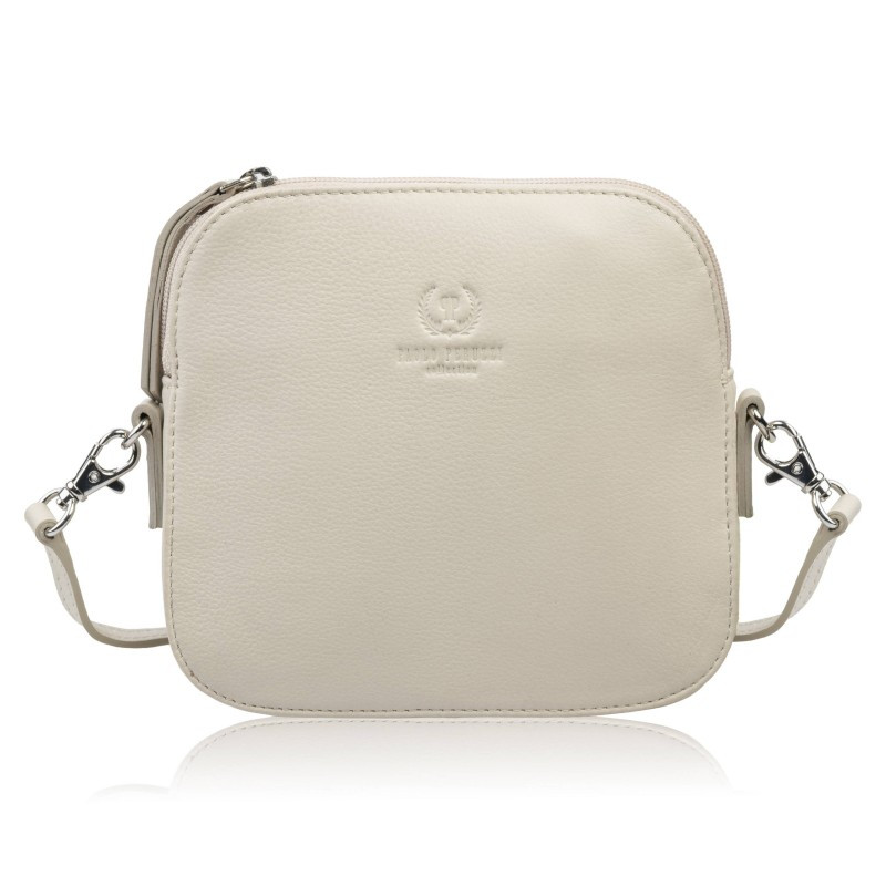 Mała torebka damska skórzana kopertówka na ramię crossbody do ręki beżowa Paolo Peruzzi AY-24-BG