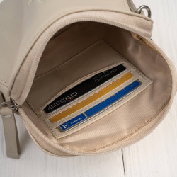 Mała torebka damska skórzana kopertówka na ramię crossbody do ręki beżowa Paolo Peruzzi AY-24-BG