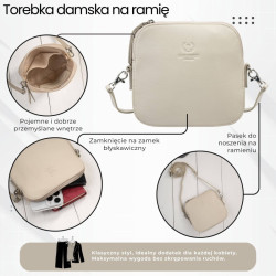 Mała torebka damska skórzana kopertówka na ramię crossbody do ręki beżowa Paolo Peruzzi AY-24-BG