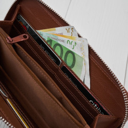 Mała torebka damska skórzana kopertówka na ramię do ręki 2w1 koniakowa Paolo Peruzzi AY-21-CG