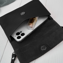 Mała torebka damska skórzana kopertówka na ramię do ręki 2w1 croco czarna Paolo Peruzzi AY-21-CRBL