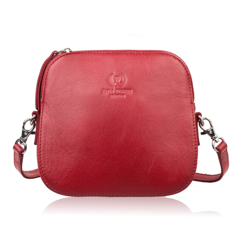 Mała torebka damska skórzana kopertówka na ramię crossbody do ręki czerwona Paolo Peruzzi AY-24-RD