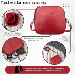 Mała torebka damska skórzana kopertówka na ramię crossbody do ręki czerwona Paolo Peruzzi AY-24-RD