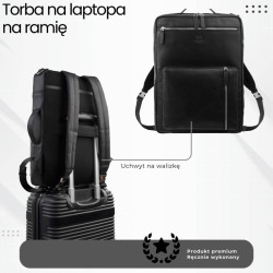 Plecak skórzany miejski do pracy premium na laptopa czarny Paolo Peruzzi AY-31-BL