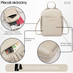 Plecak damski skórzany miejski mały beżowy elegancki Paolo Peruzzi AY-26-BG