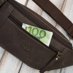 Saszetka męska skórzana nerka na pas brązowa vintage pojemna Paolo Peruzzi AY-29-HBR