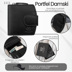 Portfel damski skórzany mały czarny RFID Paolo Peruzii AL-24-BL