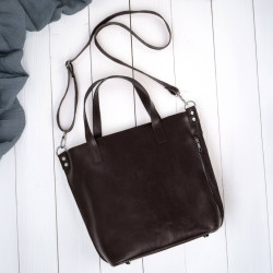 Torebka damska na ramię skórzana klasyczna shopperka brązowa Paolo Peruzzi Z-59-BR