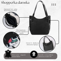 Torebka damska na ramię skórzana klasyczna czarna zamszowa listonoszka Paolo Peruzzi Z-09-BLZM