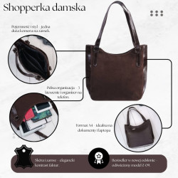 Torebka damska na ramię skórzana klasyczna brązowa zamszowa listonoszka Paolo Peruzzi Z-09-BRZM