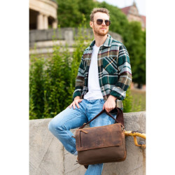 Brązowa torba studencka męska na ramię Paolo Peruzzi T-20-BR