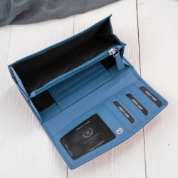 Portfel damski skórzany z RFID niebieski na prezent Paolo Peruzzi SL-11-CB