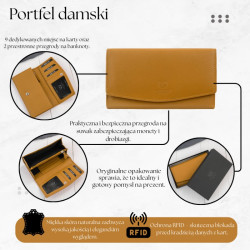 Portfel damski skórzany duży RFID żółty pojemny Paolo Peruzzi SL-11-MNG