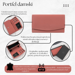 Portfel damski skórzany z RFID różowy na prezent Paolo Peruzzi SL-11-PI