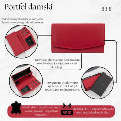Portfel damski skórzany z RFID czerwony na prezent Paolo Peruzzi SL-11-RD