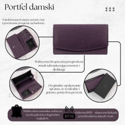 Portfel damski skórzany z RFID fioletowy na prezent Paolo Peruzzi SL-11-VI