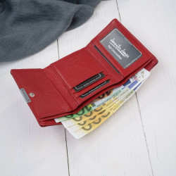 Portfel damski skórzany lakierowany mały czerwony croco z RFID SP-27-CRD