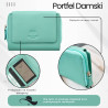 Portfel damski skórzany miętowy duży w orientacji poziomej z RFID Paolo Peruzzi SL-07-MNT