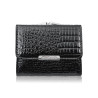 Portfel damski mini skórzany czarny lakierowany z tłoczeniem croco Jennifer Jones SP-28-CBL