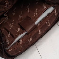 Torba męska na laptopa skórzana brązowa do pracy A4 Paolo Peruzzi SL-14-BR