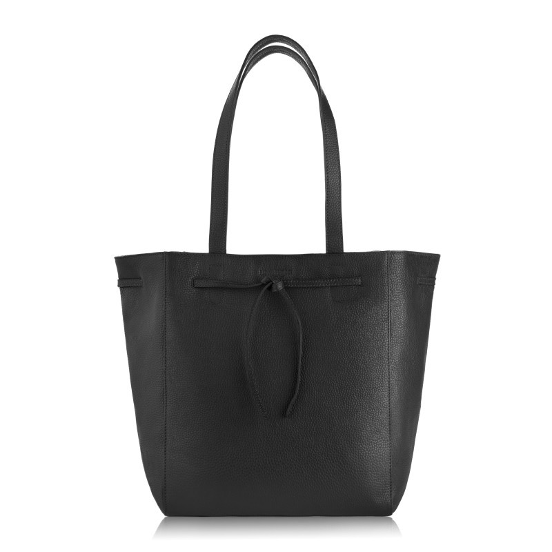 TORBA SHOPPER SKÓRZANA CZARNA DAMSKA NA RAMIĘ PAOLO PERUZZI IN-64-BL