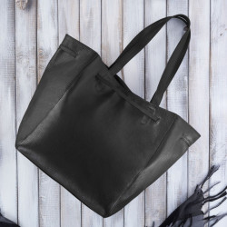 TORBA SHOPPER SKÓRZANA CZARNA DAMSKA NA RAMIĘ PAOLO PERUZZI IN-64-BL